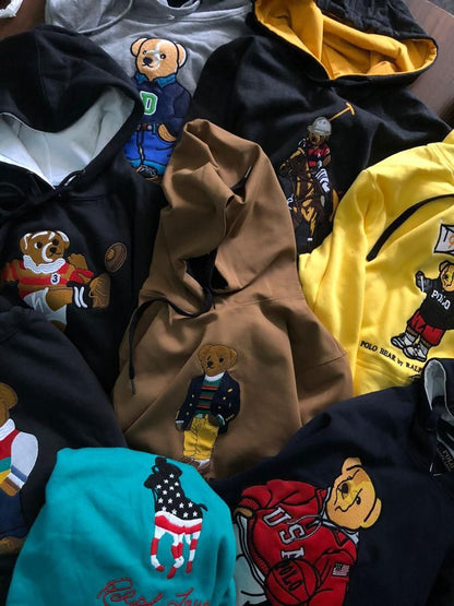 RL LOP POL Teal Colour Hoodie Teddy Bear Man Unisex  9152