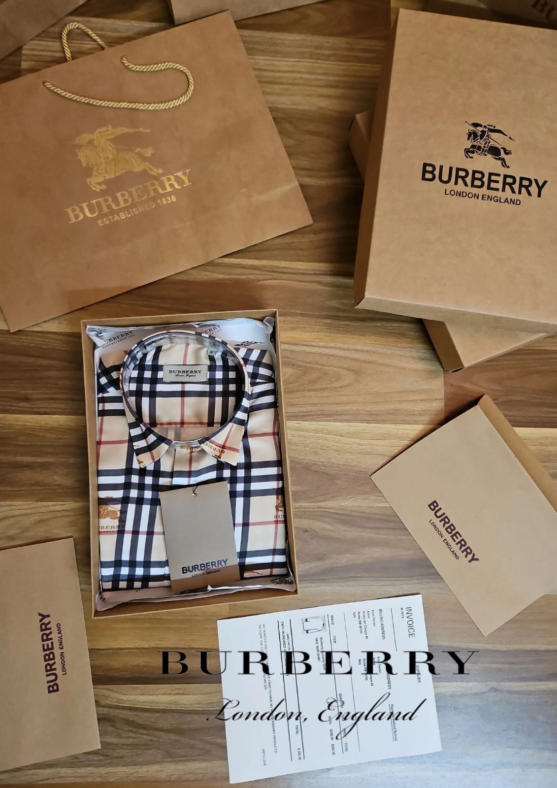 RUB BUR Brown Check Print With Rub Logo Premium Quality Full Sleeve Mens Shirt 780112