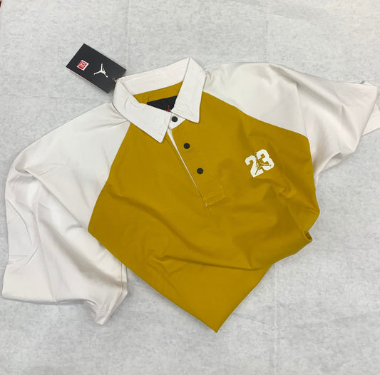 JOR Roj Yellow White Colour With Front Logo Drop Shoulder Shirt 50178