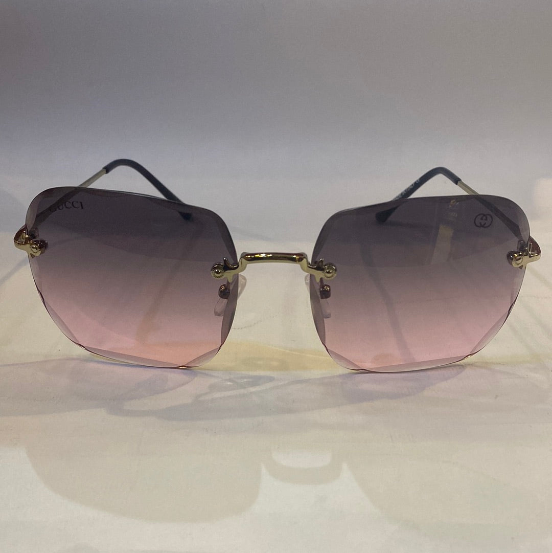 CUG Frameless Golden Black Stick Black Pink Shade Sunglass 68108 59 18-141