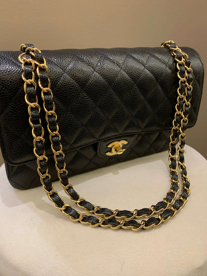 AHC Multi Classic Medium Double Flap Black Caviar