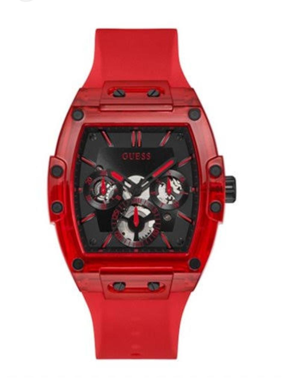 Eug Red Strap Black Dial Rectangle Premium Quality Men Watch 901211