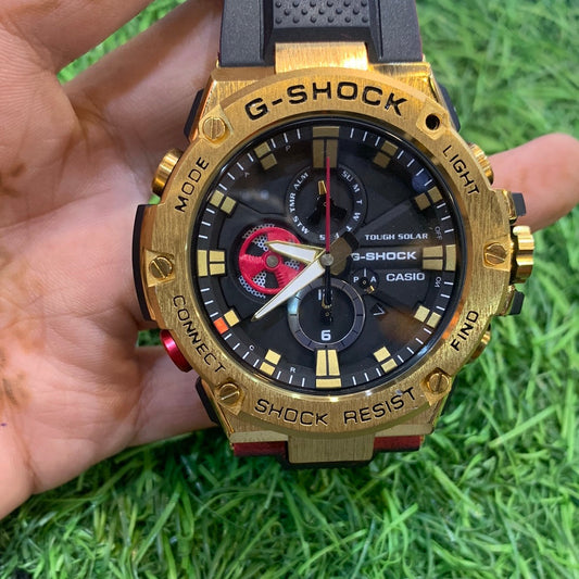 GSH Black strap gold dial Chrono working water resistant watch