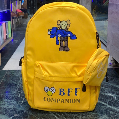 Yellow College School Backpack Bag with Pouch 3962