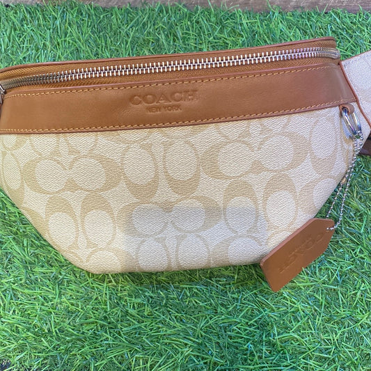 Cream Brown  Waiste Fanny Side Unisex Bag