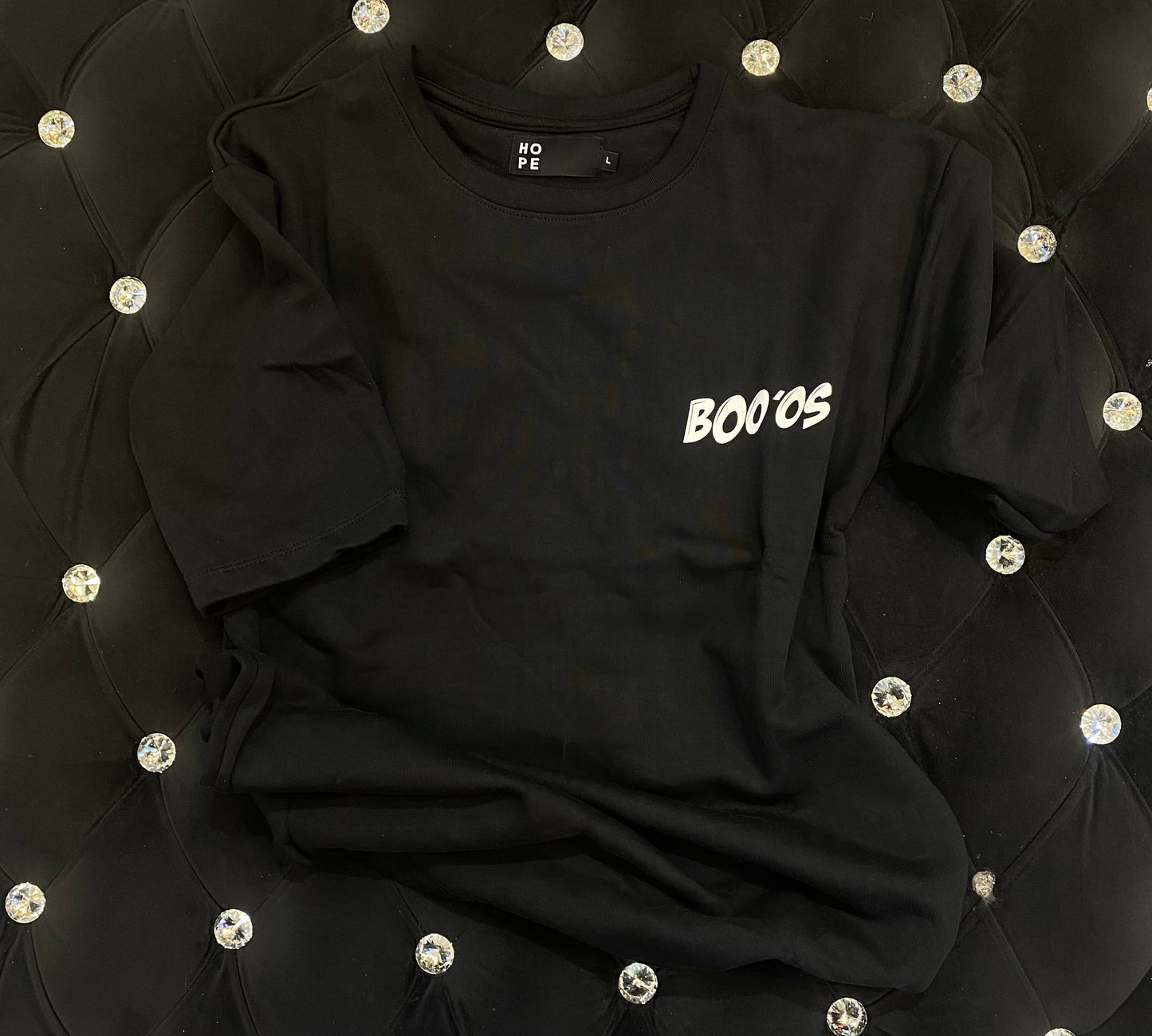 Hope Black Colour With BOO’OS Back Print Drop Shoulder TShirt 108596