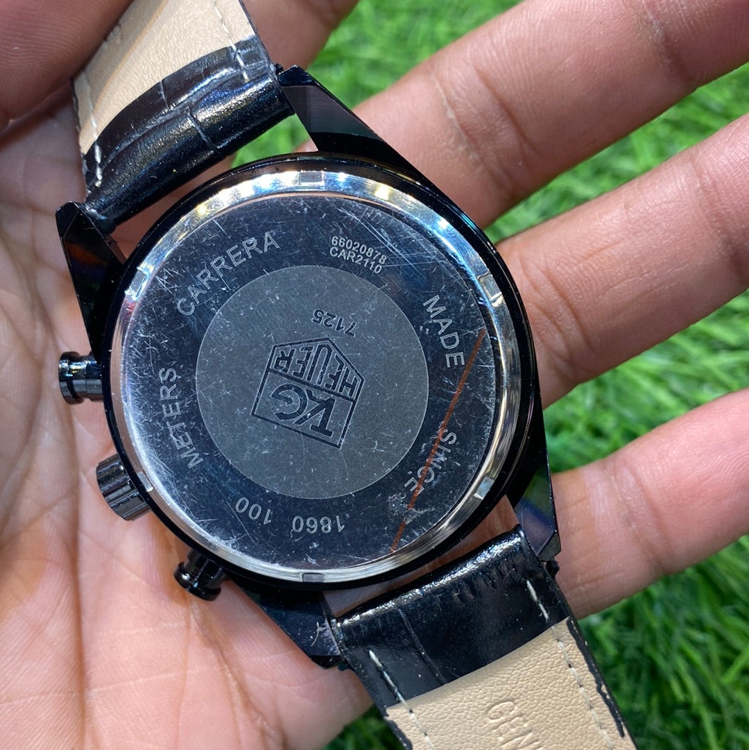 Black Strap Black Ring Black Dial Chrono Working Men’s Watch 401169