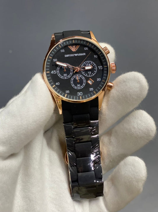 Mra Black Silicone Chain Copper Ring Black Dial Men Watch 901284