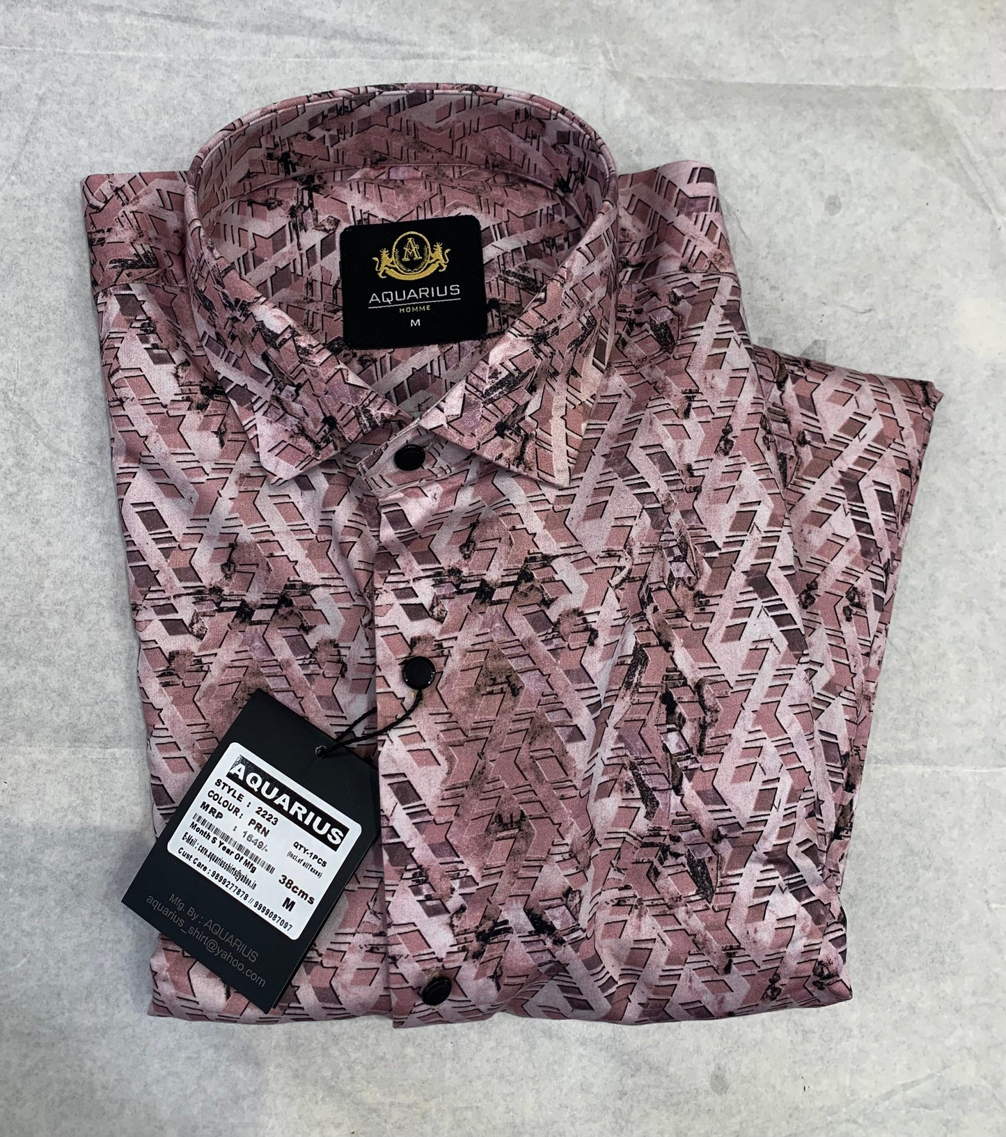 Aquarius Peach Color With Print Design Premium Quality Shirt 2223