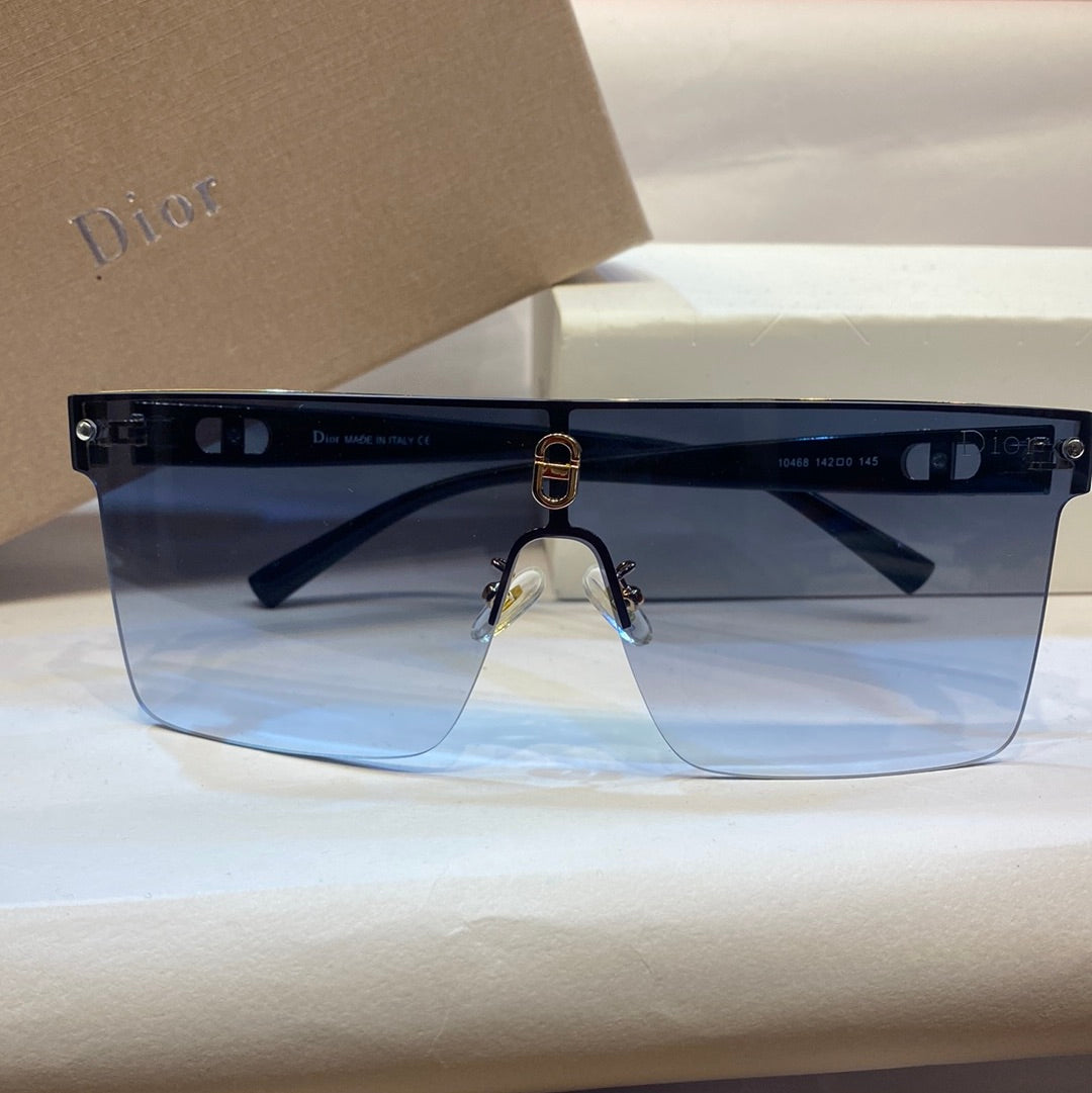 OID Glossy Black Frame Blue Shade Unisex Branded Sunglasses 10468 1420-145