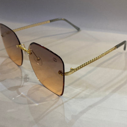 CUG Frameless Golden Stick Orange Shade Sunglass 68122 61 17-145