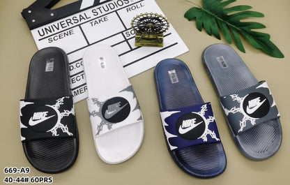 Kin White Colour Grey Print Style Plain Slipper Sliders 901088