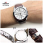 SIT Brown Strap Silver Ring White Dial Chrono Working Men Watch 401157