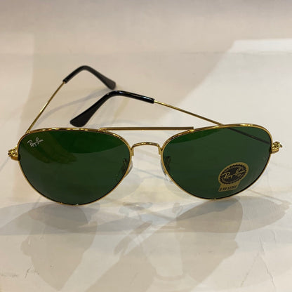 YAR RB Gold Frame Green Shade Unisex Aviator Sunglass RB 3025 58 14