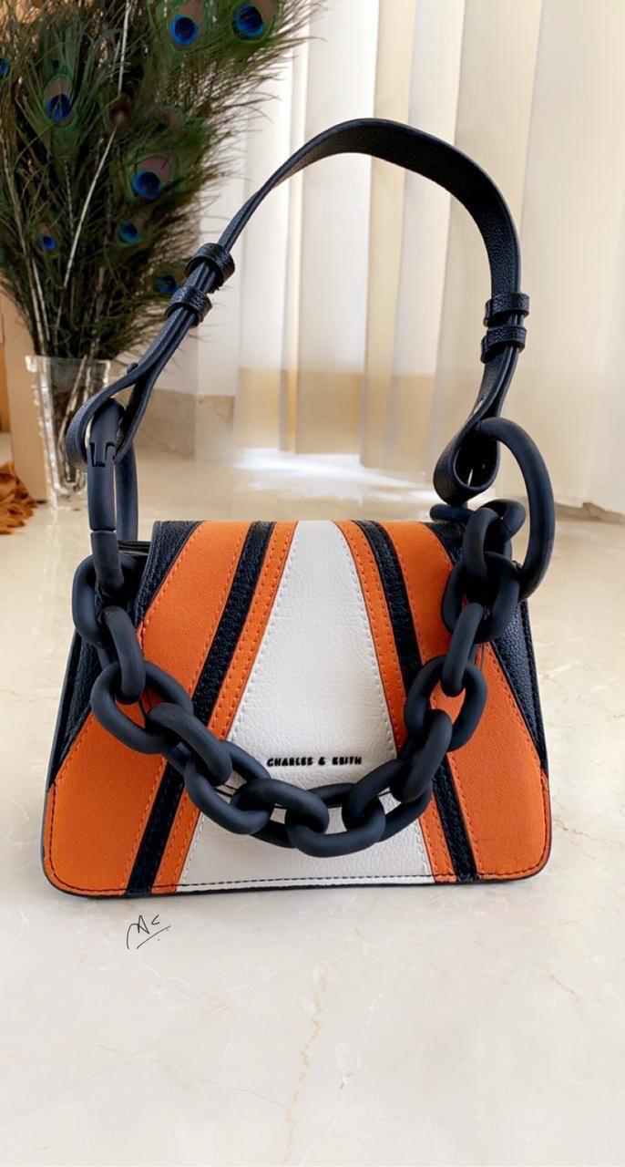 Black Orange Charles & Keith Ladies Sing Bag