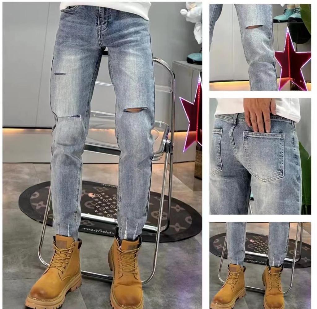 YC JEANS Blue Faded With Ripped Slim Fit Jeans 6016
