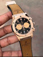 Buh Brown Strap Copper Ring Black Copper Dial Men Watch 901251