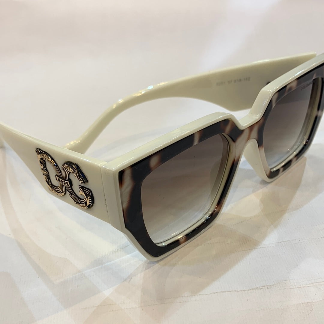 LOD DG White Leopard print Frame Green Shade Sunglass 8291 57 18-142