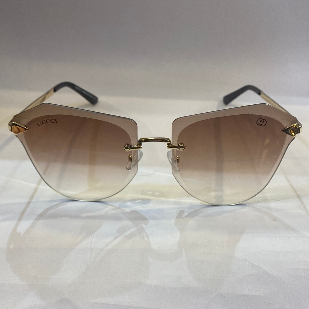CUG Frameless Golden Stick Brown Shade Sunglass 6872 63 17-145