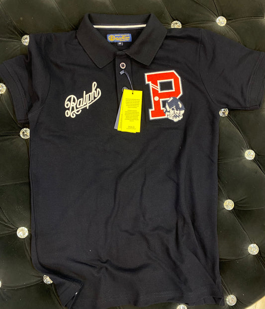 LOP LAR Navy Colour With Red R Logo Half Sleeves Back Print Cotton TShirt 196704