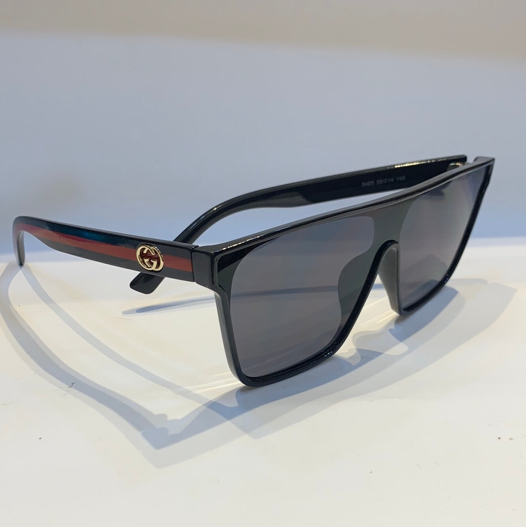 Cug Glossy Black Frame Black Shade Unisex Sunglass 9485 59 14 145