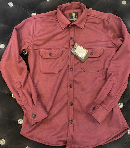 ZEUS Maroon Colour Velvet Fabric Full Sleeves Slim Fit Shirts