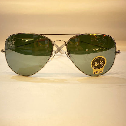 YAR RB Glossy Sliver Frame Sliver Shade Unisex Aviator Sunglasses RB3025 58 14