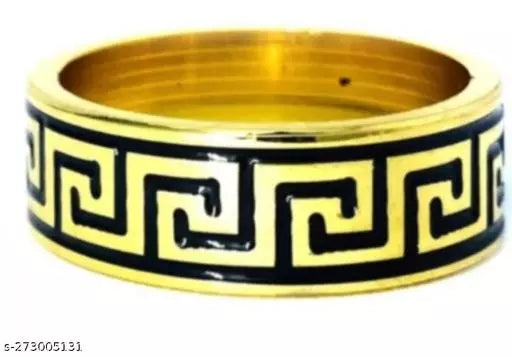 Gold Black Stainless Steel Circle Rhodium Plated Premium Quality Men’s Ring 50242