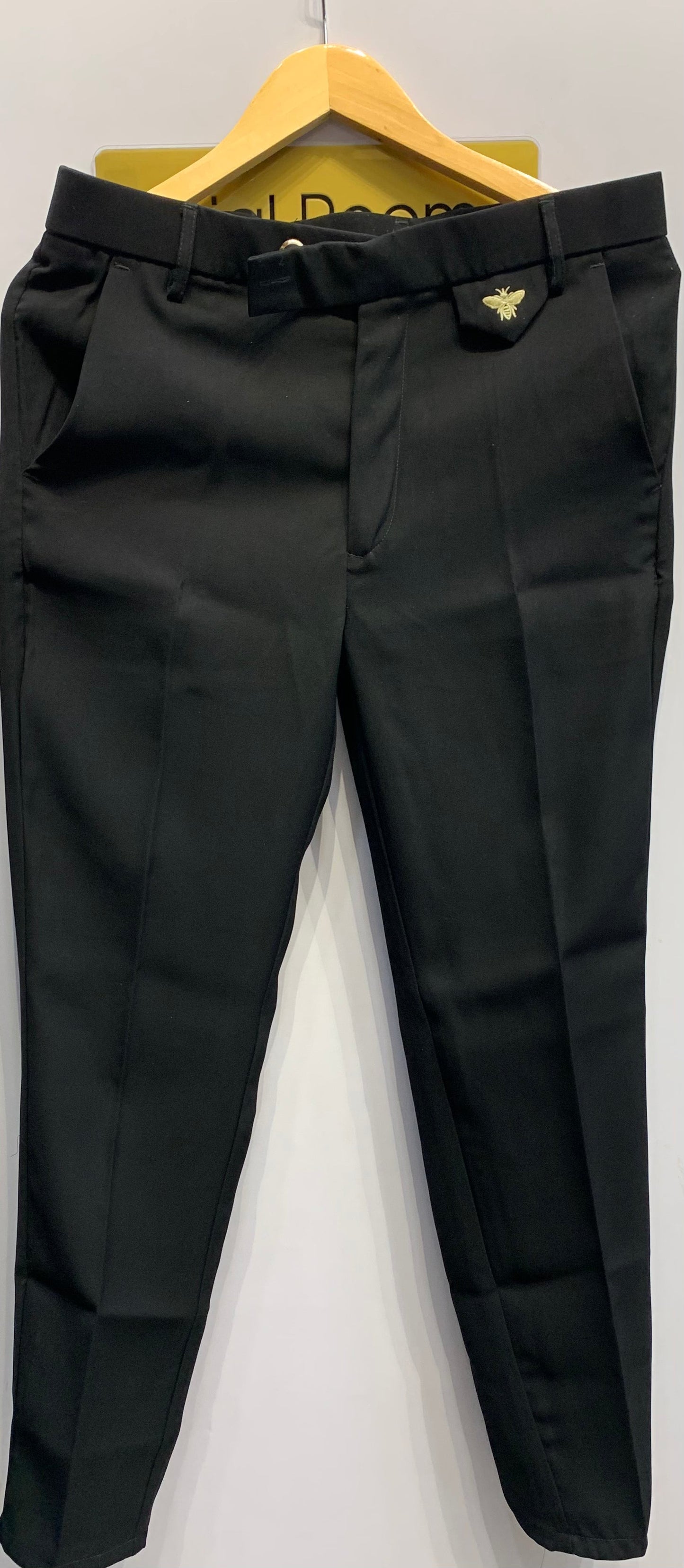 CUG Black Colour With Front Bee Embroidery Full Stretchable Touser Pant For Men 1105072