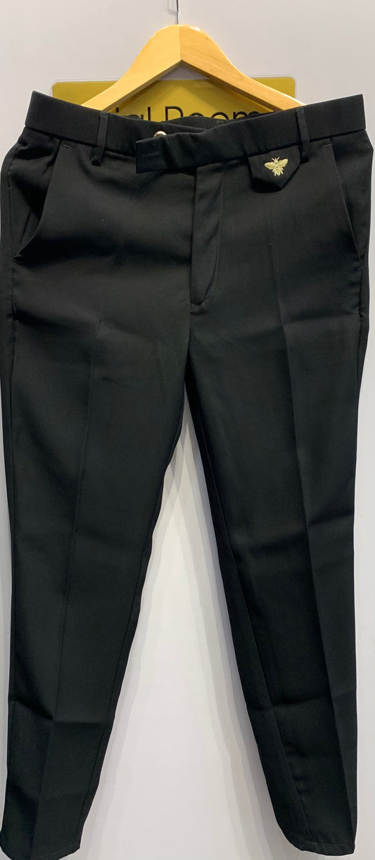 CUG Black Colour With Front Bee Embroidery Full Stretchable Touser Pant For Men 1105072