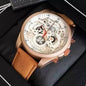 Gat Brown Leather Strap Copper Ring White Dial Men’s Watch 901360