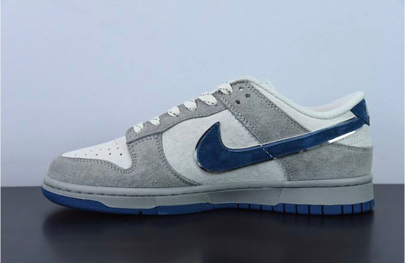 Kin Grey White Color with Blue Tick Dunk Sneakers Shoes 89001