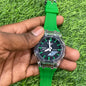 HSG Green Silicone Strap Black Green Dial 400493