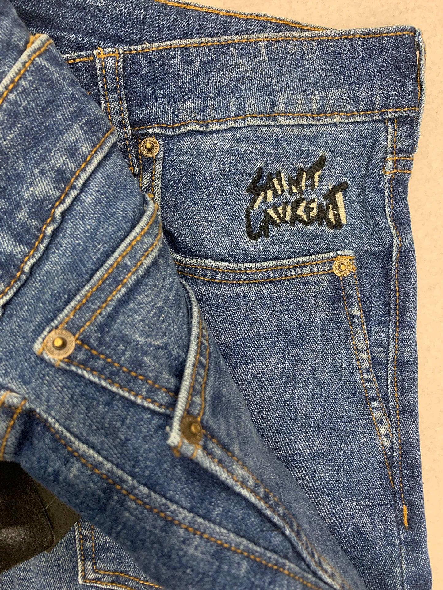 IAS Faded Blue Colour With Front Embroidery Premium Quality Slim Fit Jeans 700254