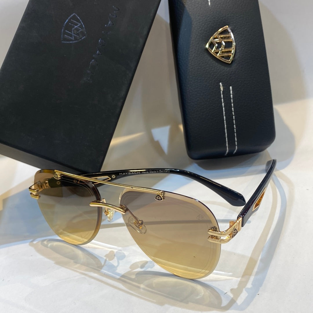 Yam Gold Black Frame Brown Shade Unisex Branded Sunglasses G-TB-Z36 01 14-140