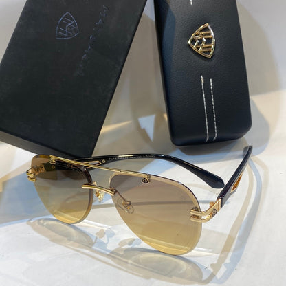 Yam Gold Black Frame Brown Shade Unisex Branded Sunglasses G-TB-Z36 01 14-140