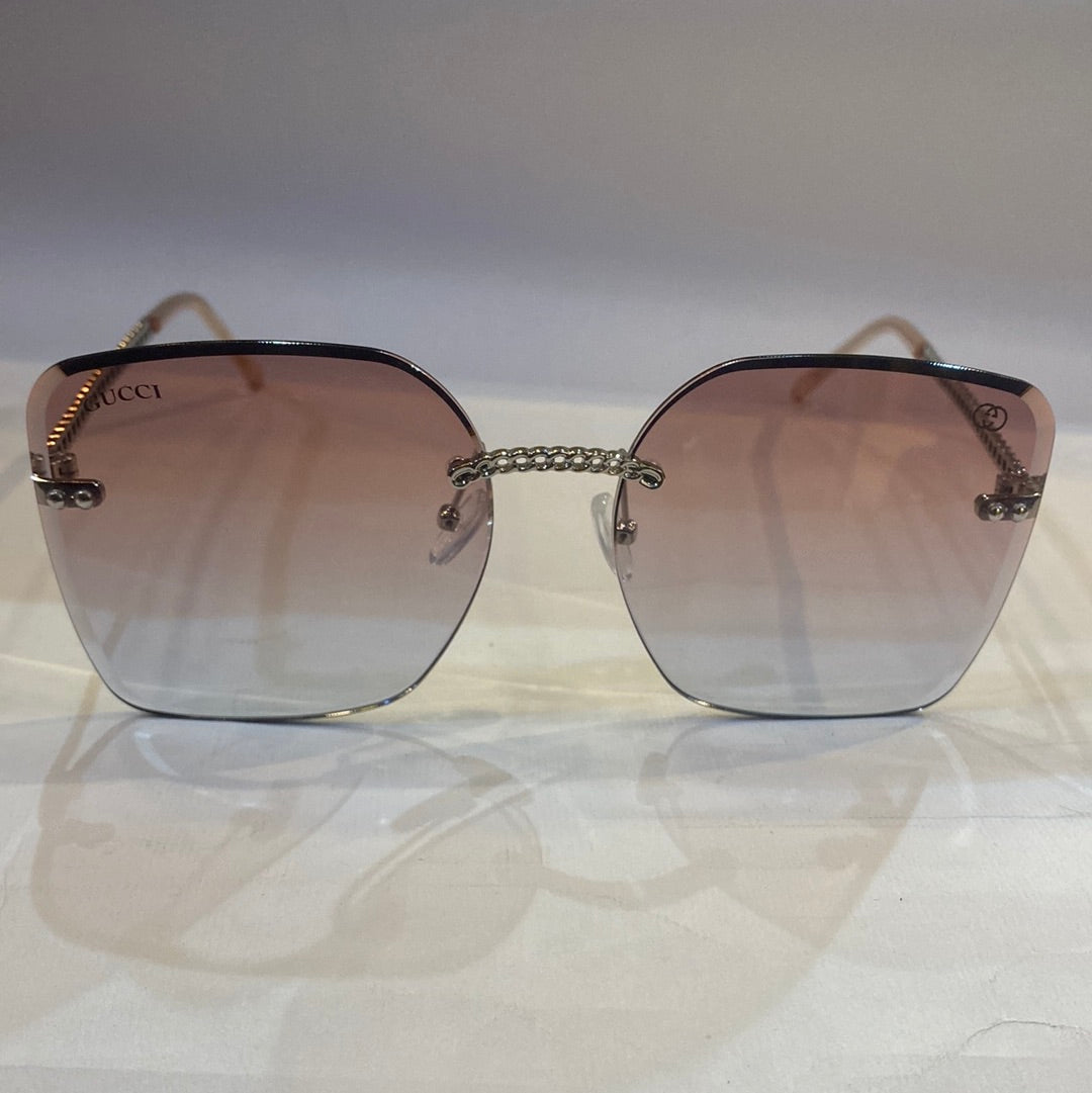 CUG Frameless Silver Stick Pink Blue Shade Sunglass 68122 61 17-145