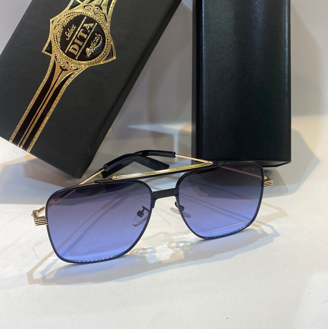 TID Gold Frame Blue Shade Unisex Branded Sunglasses 2A376 46 13-138