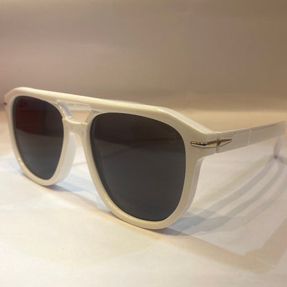 VID Glossy White Print Frame Black Shade Unisex Sunglass B2207 60 14 151