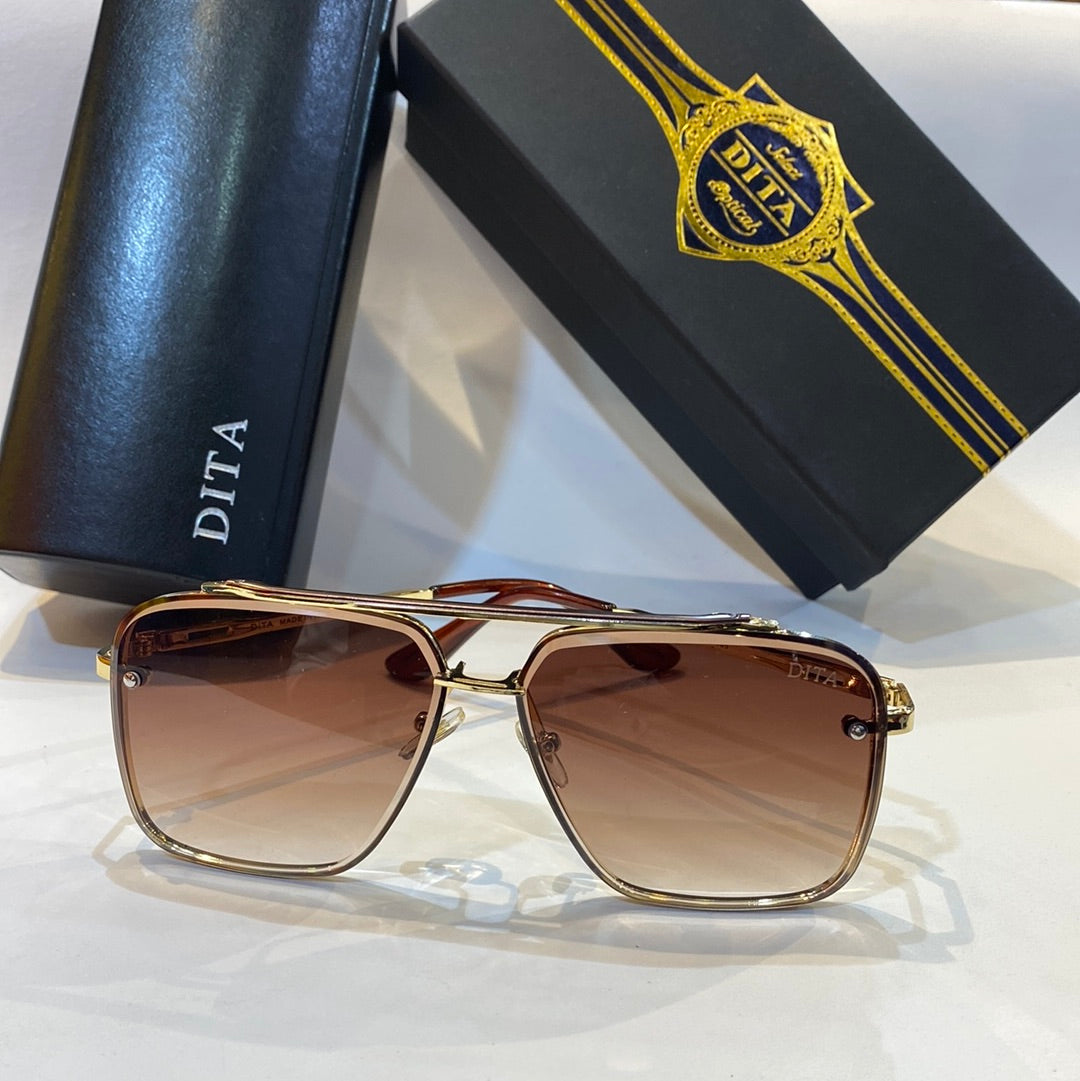 TID Gold Frame Brown Shade Unisex Branded DT002 62 18-145