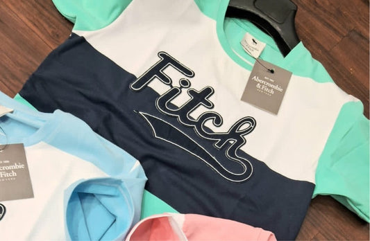 EBA Teal White Navy Blue Colour With Fitch Logo Embroidery Print Lycra Cotton Half Sleeve TShirt 298105