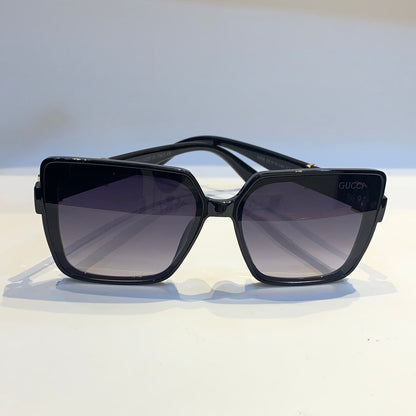 Cug Glossy Black Frame Black White Shade Unisex Sunglass 6006 55 19-140 C1
