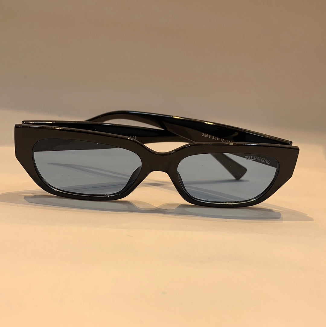 Val lav Glossy Black Frame Light blue Shade Unisex Sunglass 2269 53 17 140 c€