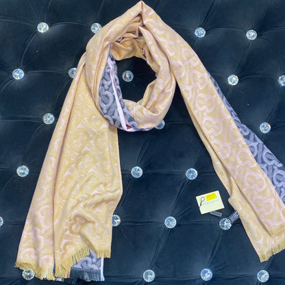 RUB Cream Peach Colour RUB Bur Print Heavy Quality Muffler  9350