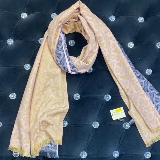 RUB Cream Peach Colour RUB Bur Print Heavy Quality Muffler  9350