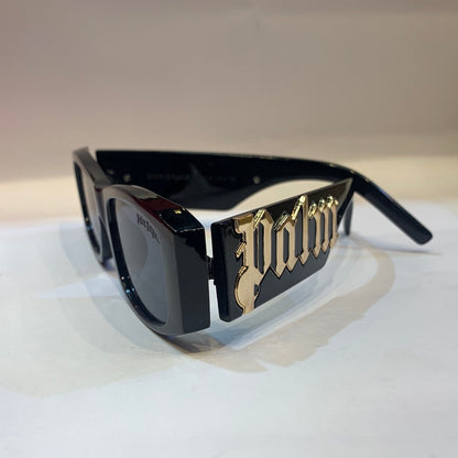 LAM Glossy Black Frame Black Shade Unisex Branded Sunglasses 21009 54 19 140