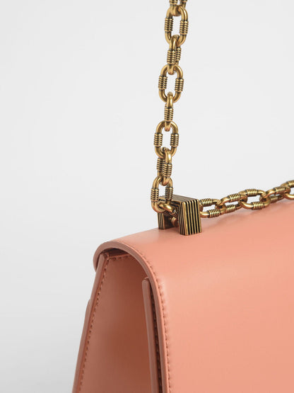 Ladies Peach Orange Charles & Keith Girls Sling  Bag