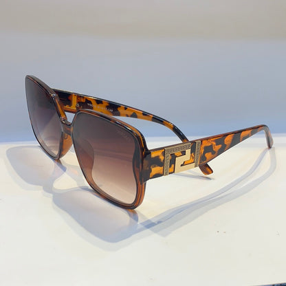 REV Leopard Frame Brown Shade Unisex Sunglass W9019 61 17-148