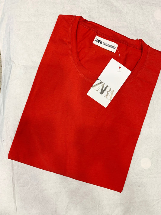 Zr Red Color Plain Half Sleeve tshirt 18879