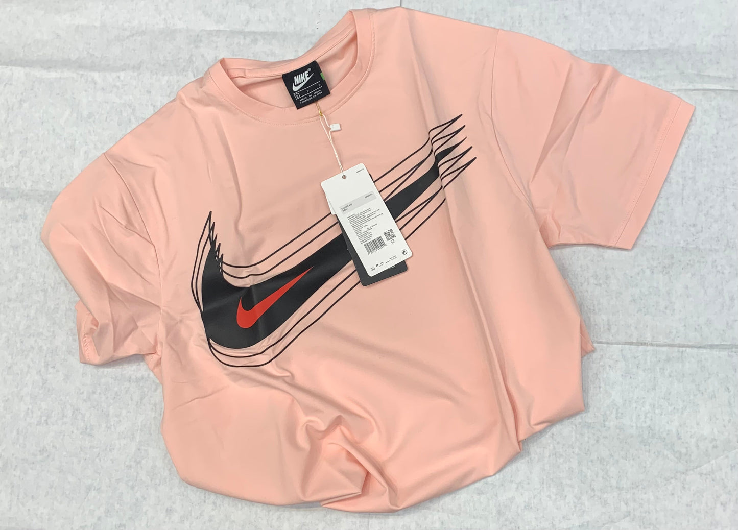 KIN Peach Colour With Front Kin Print Lycra Fabric Tshirt 50144